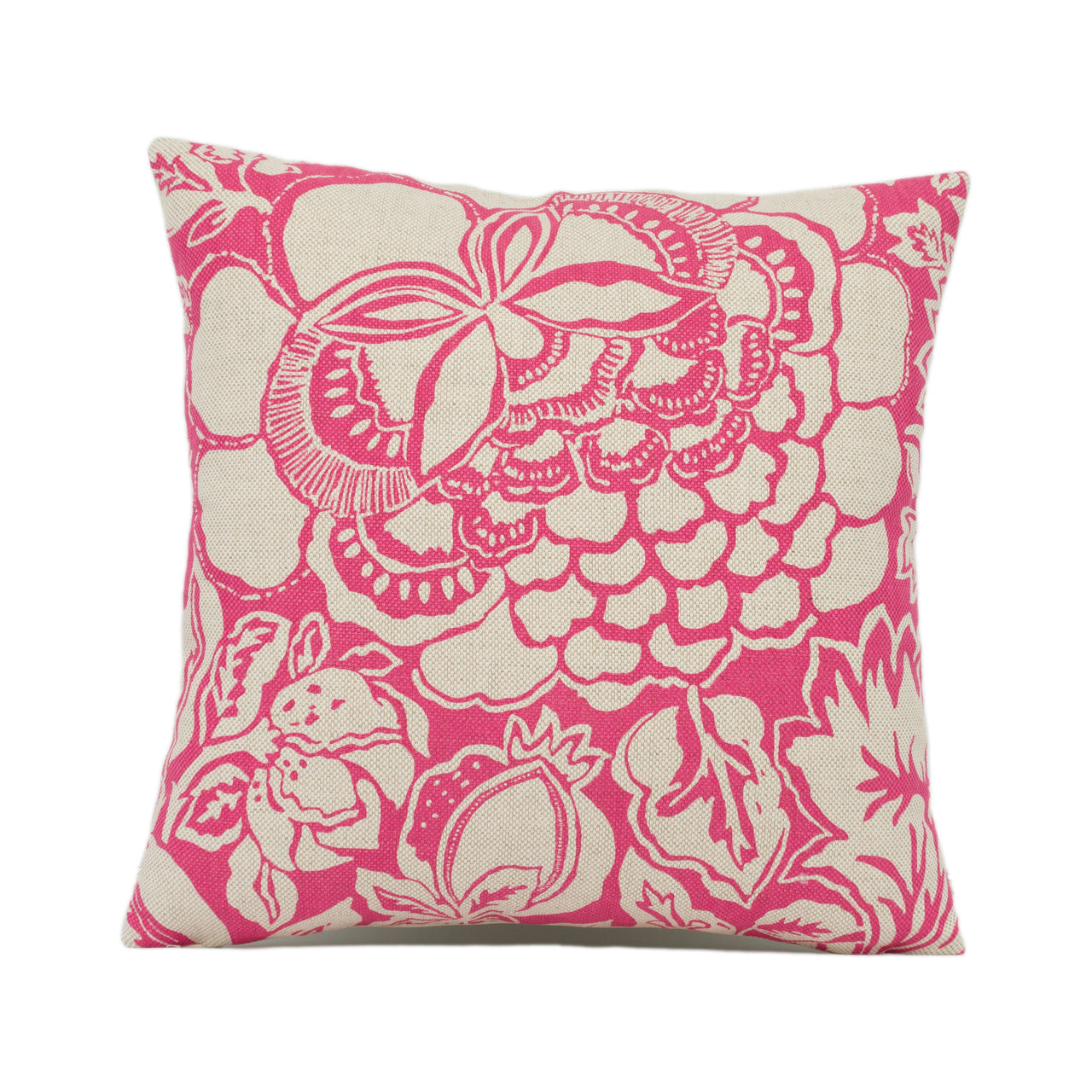 Sanderson - Poppy Damask - Fuchsia / Cream - Bright Floral Cushion Cover - Handmade Throw Pillow - Designer Home Décor