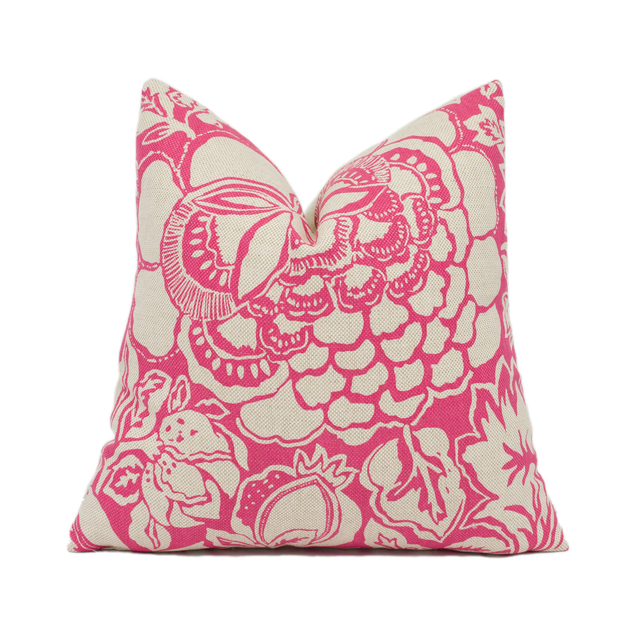 Sanderson - Poppy Damask - Fuchsia / Cream - Bright Floral Cushion Cover - Handmade Throw Pillow - Designer Home Décor