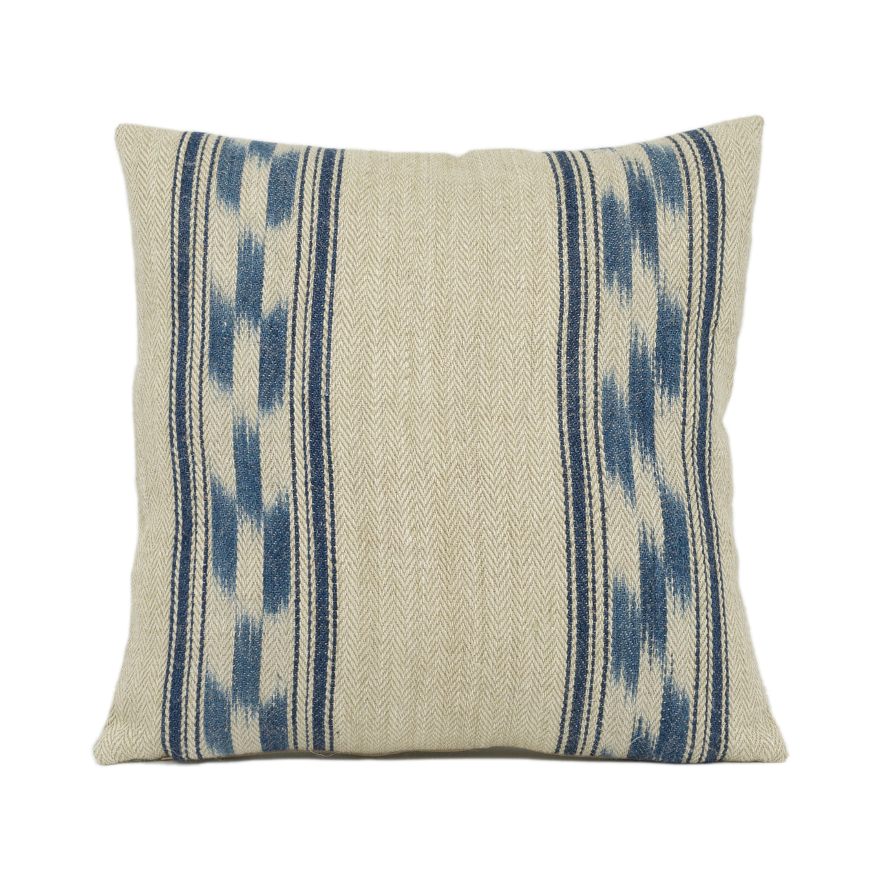 Schumacher - Mojave Ikat Stripe - Indigo - Artisanal Woven Jute Cushion Cover - Handmade Throw Pillow - Designer Home Décor