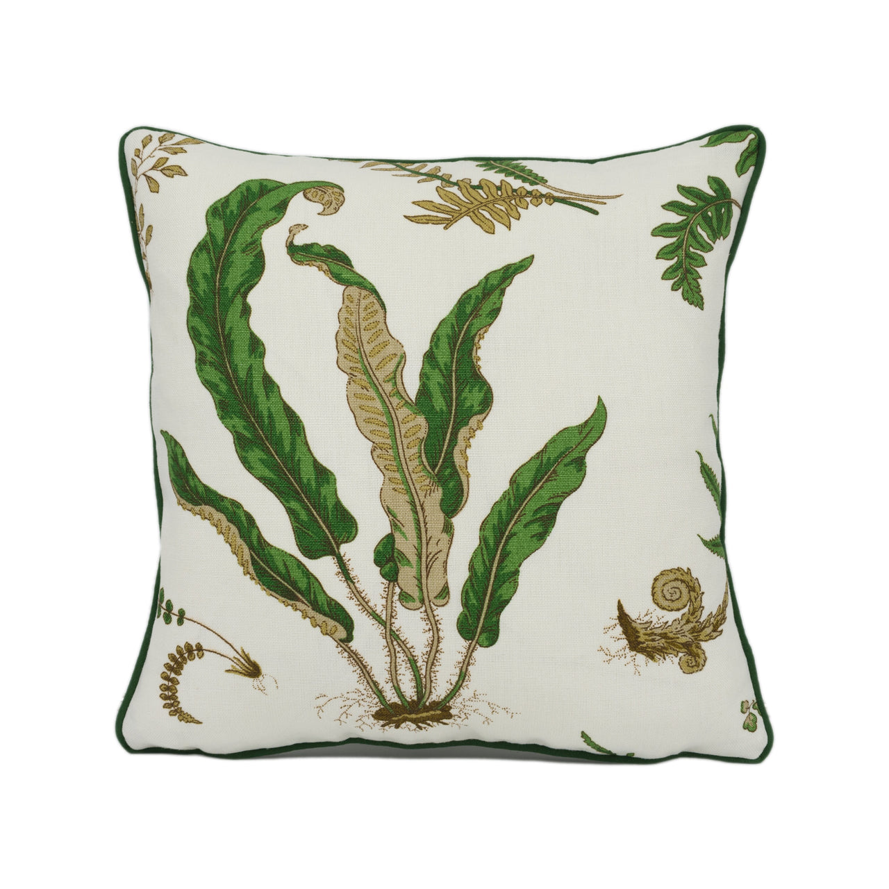 GP & J Baker - Ferns - Original Green - Stunning Contrast Piped Botanical Floral Cushion Cover - Handmade Throw Pillow - Designer Home Décor