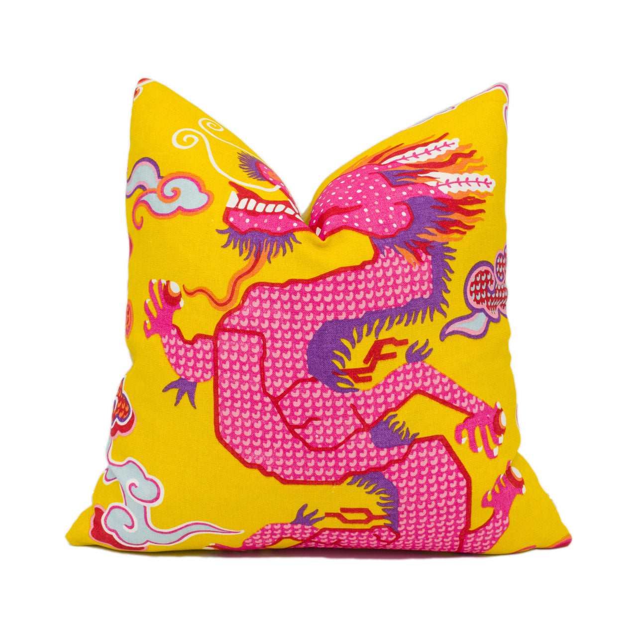 Schumacher - Magical Ming Dragon - Yellow - Fantastical Tibetan Inspired Designer Cushion Cover - Handmade Throw Pillow - Luxury Home Décor