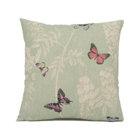 Thumbnail for Sanderson - Wisteria & Butterfly - Seaspray / Multi - Pretty Floral Vine Cushion Cover - Handmade Throw Pillow - Designer Home Décor