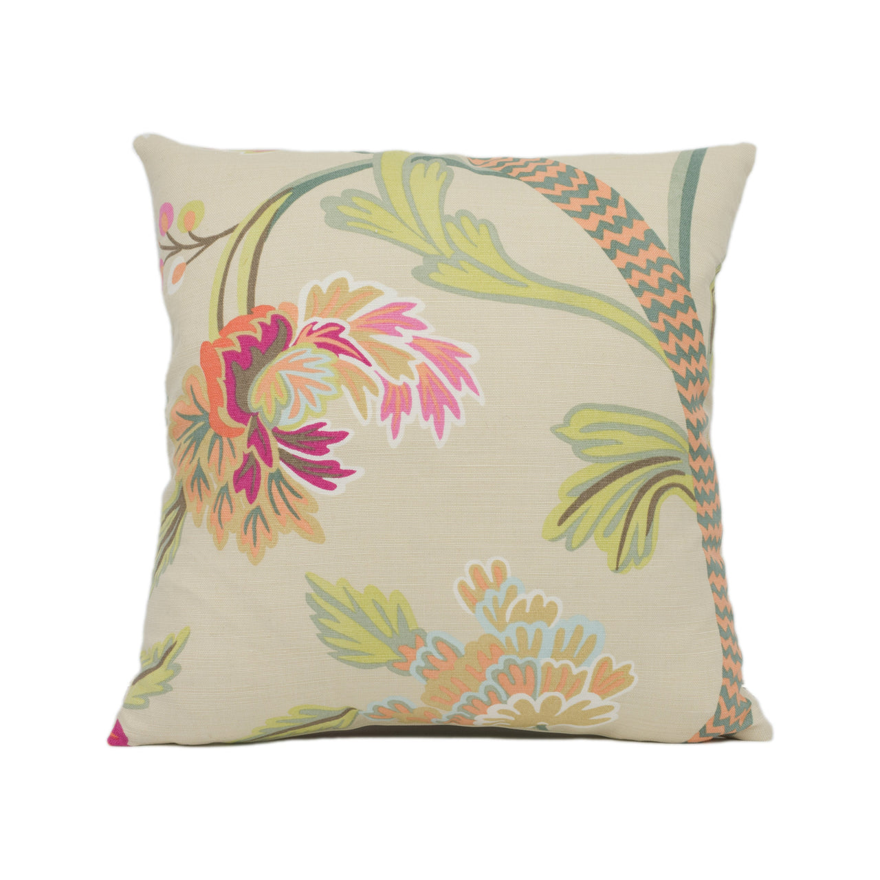 Thibaut - Janta Bazaar - Flax - Playful Floral Bird Cushion Cover - Handmade Throw Pillow - Designer Home Décor