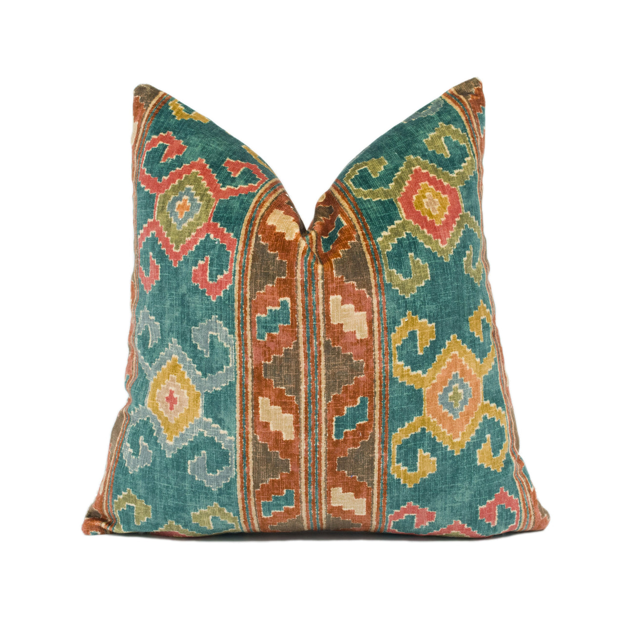 Mulberry - Nomad Velvet - Spice - Ethnic Carpet Inspired Geometric Cushion Cover - Handmade Throw Pillow - Designer Home Décor