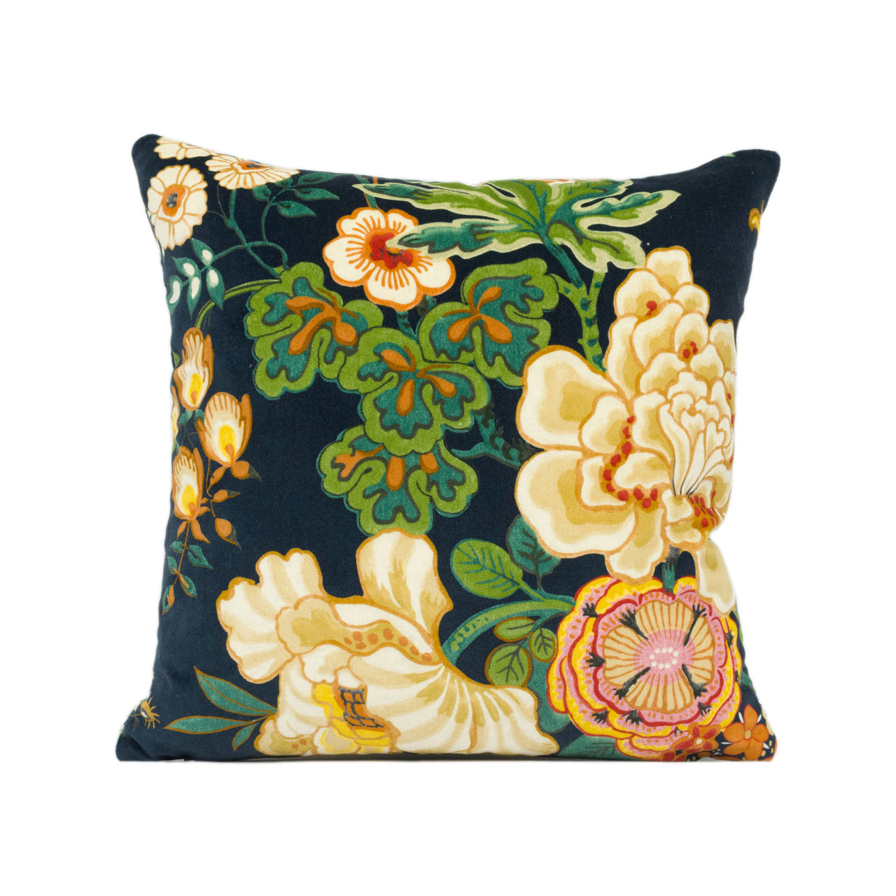 Sanderson - Emperor Peony Velvet - Midnight / Apricot - Lush Floral Velvet Cushion Cover - Handmade Throw Pillow - Designer Home Décor