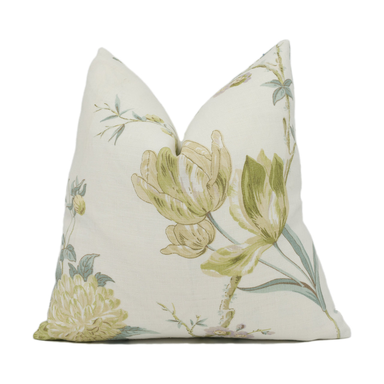 Lee Jofa - Allegra Linen - Green / Aqu - Pretty Floral Cushion Cover - Handmade Throw Pillow - Designer Home Décor