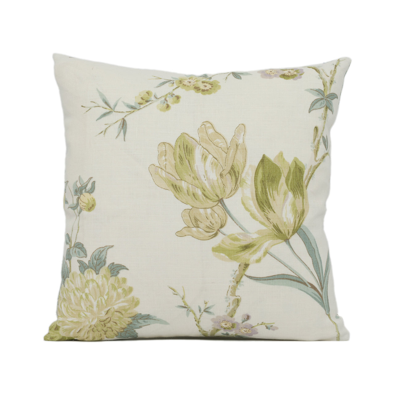 Lee Jofa - Allegra Linen - Green / Aqu - Pretty Floral Cushion Cover - Handmade Throw Pillow - Designer Home Décor