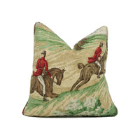 Thumbnail for Sanderson - Tally Ho - Evergreen / Crimson - Countryside Hunt Self Piped Cushion Cover - Handmade Throw Pillow - Designer Home Décor