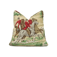 Thumbnail for Sanderson - Tally Ho - Evergreen / Crimson - Countryside Hunt Self Piped Cushion Cover - Handmade Throw Pillow - Designer Home Décor