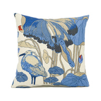 Thumbnail for GP & J Baker - Nympheus - Indigo / Marine / Linen - Birds and Lillypad Cushion Cover - Handmade Throw Pillow - Designer Home Décor