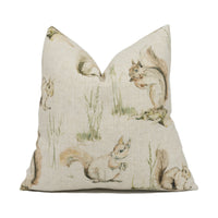 Thumbnail for Clarke & Clarke - Squirrels - Linen - Cute Woodland Wildlife Cushion Cover - Handmade Throw Pillow - Designer Home Décor