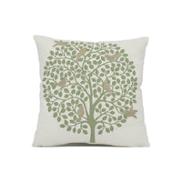 Thumbnail for Sanderson - Bay Tree - Celadon - Stylized Tree and Embroidered Bird Cushion Cover - Handmade Throw Pillow - Designer Home Décor