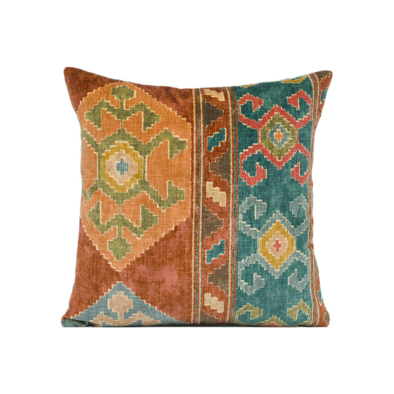 Mulberry - Nomad Velvet - Spice - Ethnic Carpet Inspired Geometric Cushion Cover - Handmade Throw Pillow - Designer Home Décor