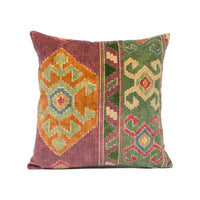 Thumbnail for Mulberry - Nomad Velvet - Plum / Green - Ethnic Carpet Inspired Geometric Cushion Cover - Handmade Throw Pillow - Designer Home Décor