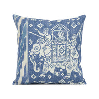 Thumbnail for Brunschwig & Fils - Aralam Print - Indigo / Blue - Indian Caravan Inspired Cushion Cover - Handmade Throw Pillow - Designer Home Décor