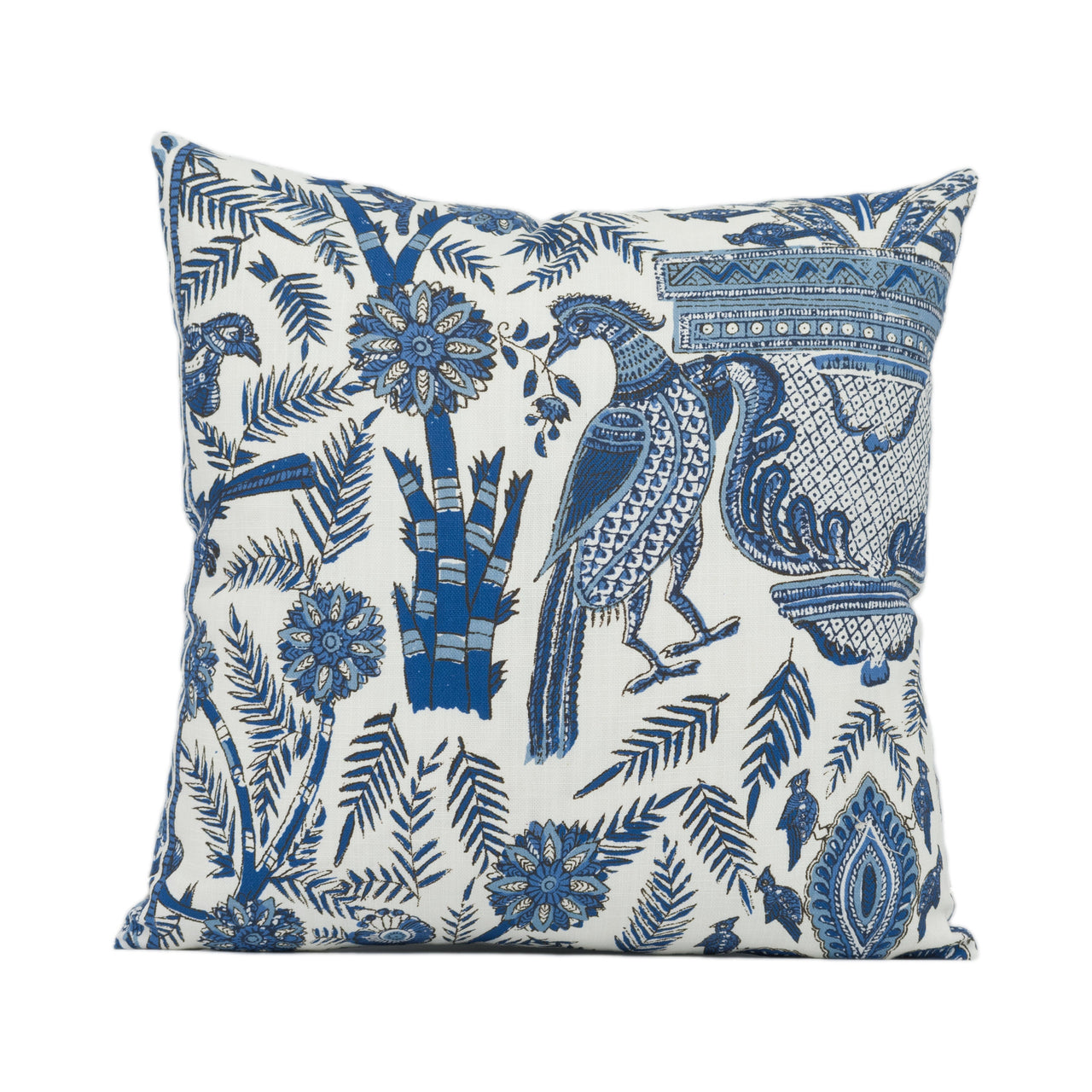 Anna French x Thibaut - Palampore - Blue and White - Exotic Indienne Inspired Cushion Cover - Handmade Throw Pillow - Designer Home Décor