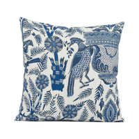 Thumbnail for Anna French x Thibaut - Palampore - Blue and White - Exotic Indienne Inspired Cushion Cover - Handmade Throw Pillow - Designer Home Décor