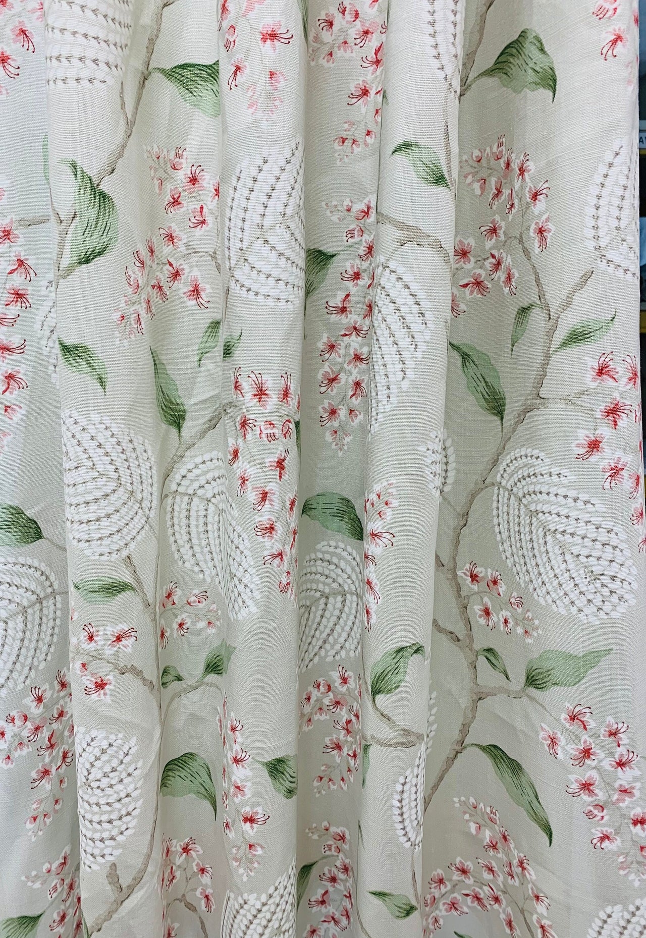 Colefax and Fowler - Atwood Pink and green Fabric -   Made to Measure Curtains - drapery panels