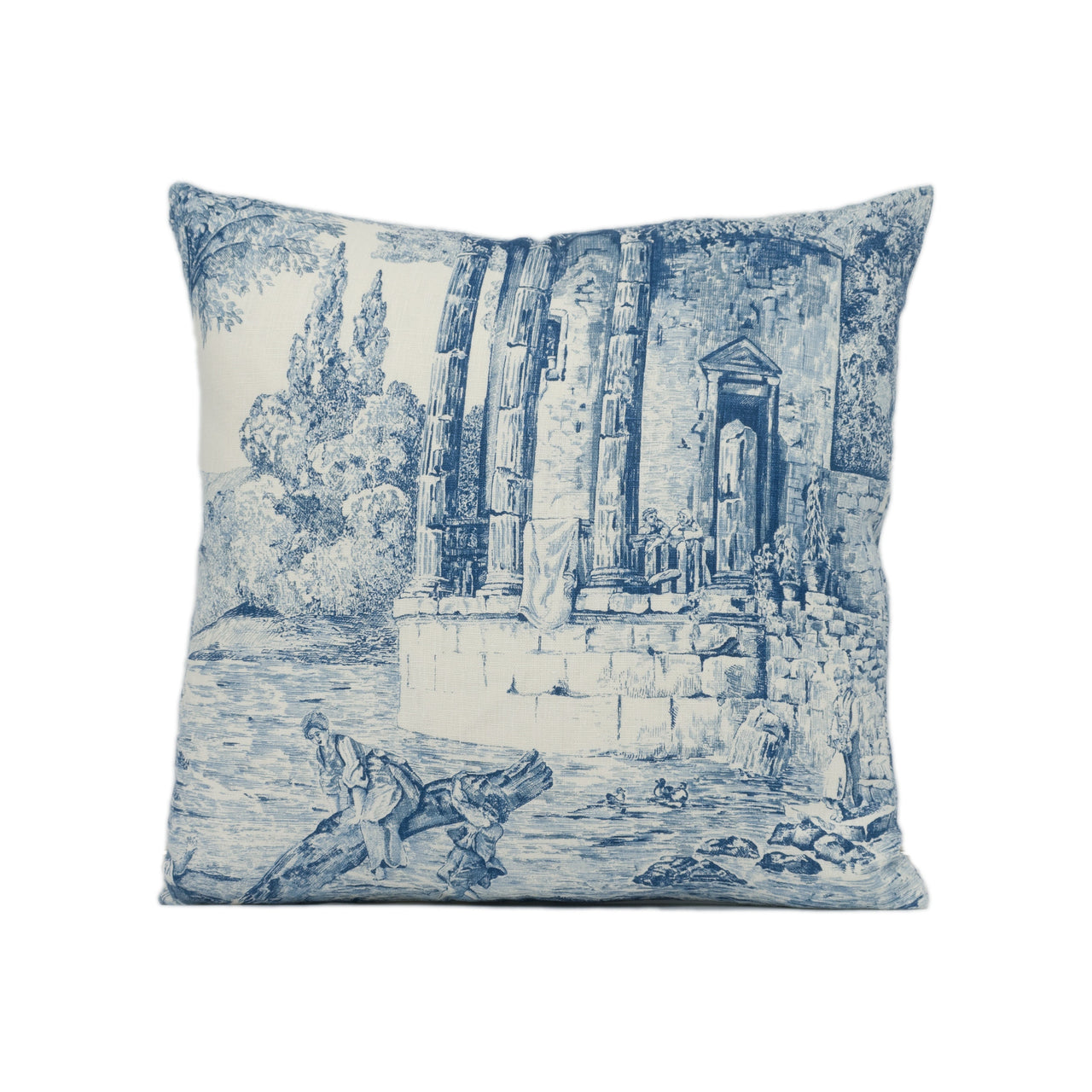 Zoffany - Le Temple De Jupiter - Beautiful Antique Old World Toile Cushion Cover - Handmade Throw Pillow - Designer Home Décor