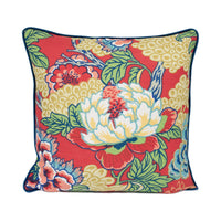 Thumbnail for Thibaut - Honshu - Coral / Green - Large Scale Floral Japanese Garden Designer Cushion Cover - Luxury Throw Pillow - Handmade Home Decor