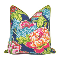 Thumbnail for Thibaut - Honshu - Navy - Large Scale Floral Japanese Garden Designer Cushion Cover - Luxury Throw Pillow - Handmade Home Decor