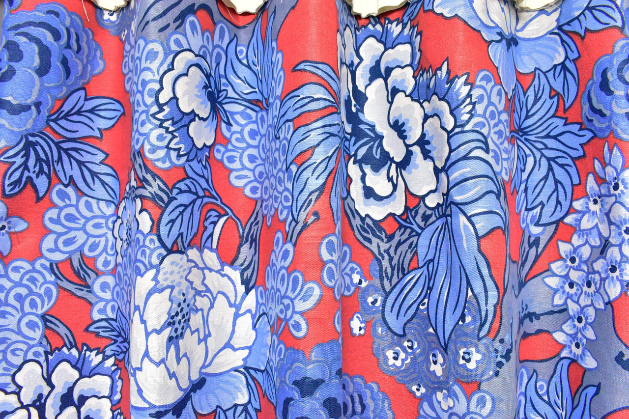 Thibaut - Honshu - Red and Blue - Made to Measure Curtains - draper panels Designer Home Décor