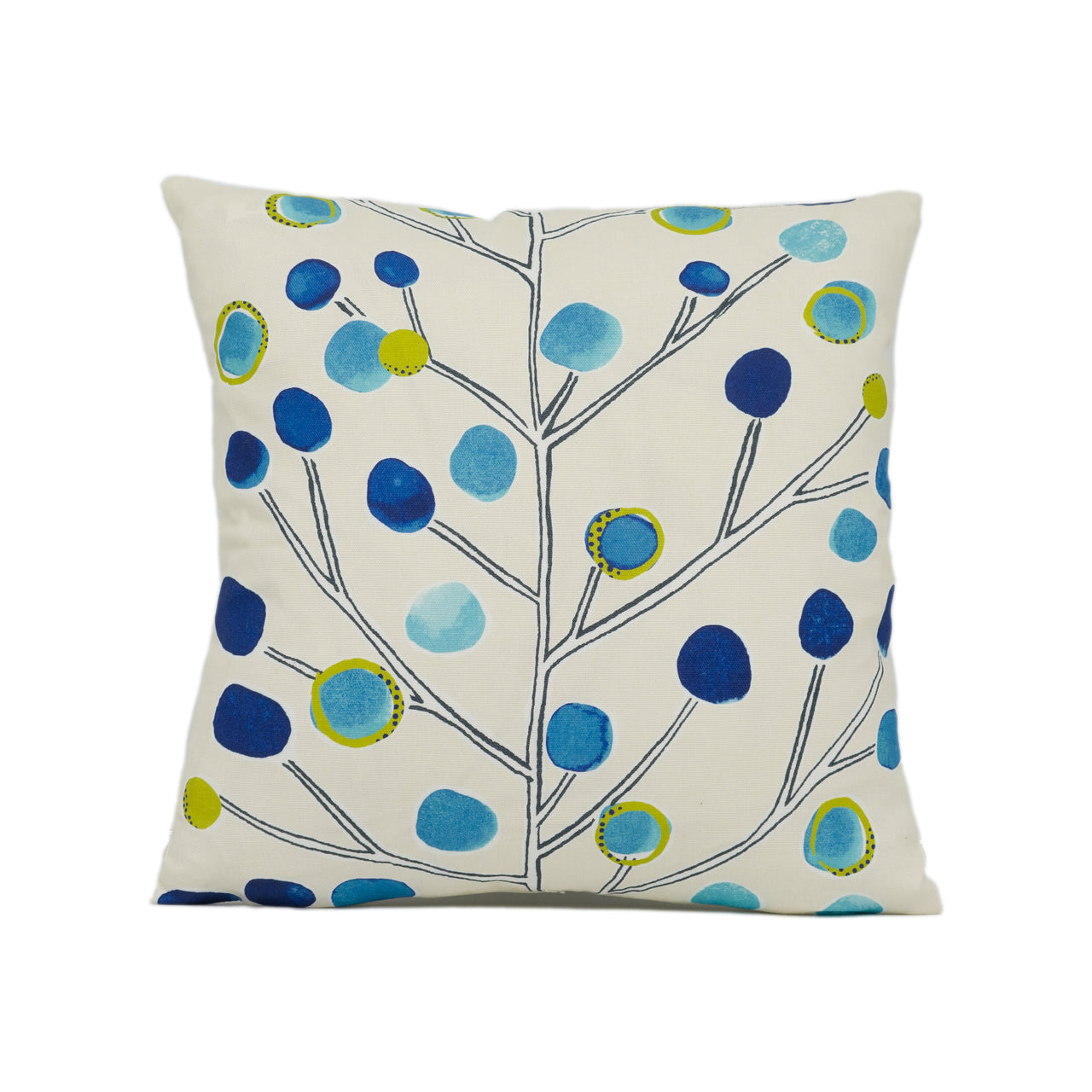 Scion - Berry Tree - Peacock / Powder Blue / Lime / Neutral - Artistic Colourful Tree Cushion Cover - Handmade Designer Home Décor