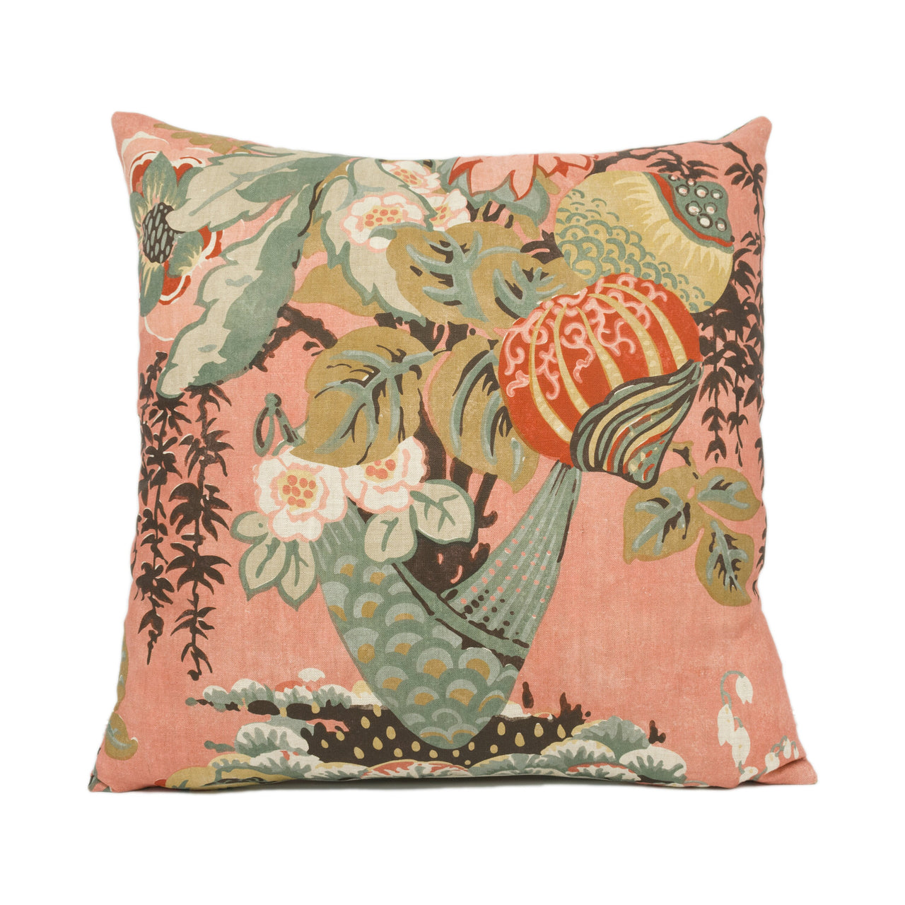 Anna French x Thibaut - Savoy Collection - Fairbanks - Salmon - Stunning Floral Cushion Cover - Handmade Pillow Throw - Luxury Home Décor