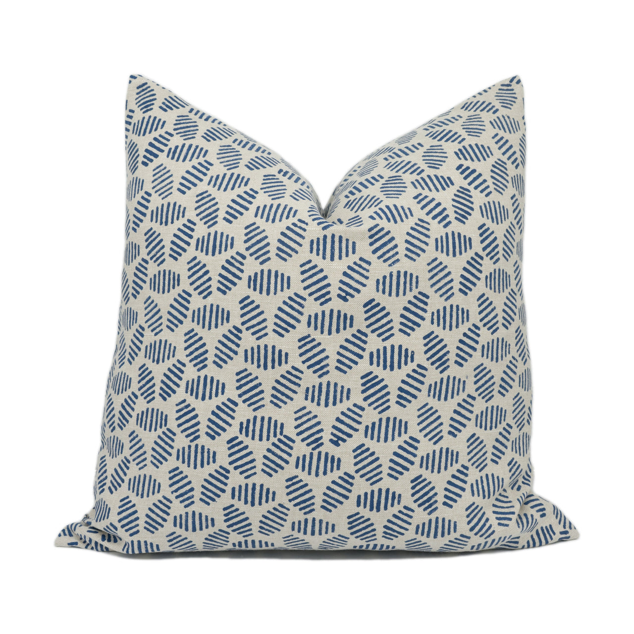 GP & J Baker - Bumble Bee - Indigo - Artisanal Hand Block Graphic Geometric Cushion Cover - Handmade Throw Pillow - Designer Home Décor