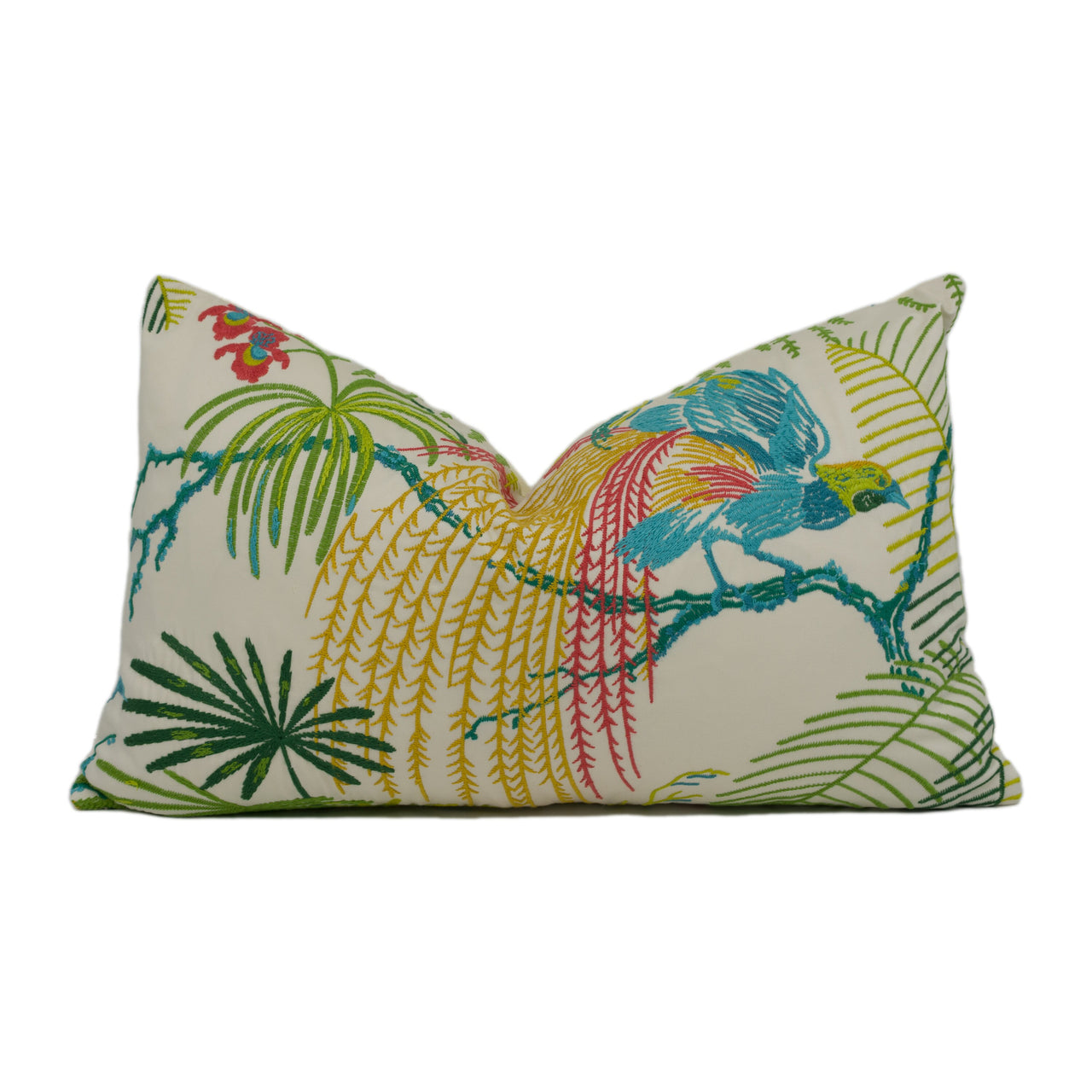 Sanderson - Rain Forest Embroidery - Tropical - Exotic Embroidered Cushion Cover - Handmade Throw Pillow - Designer Home Décor