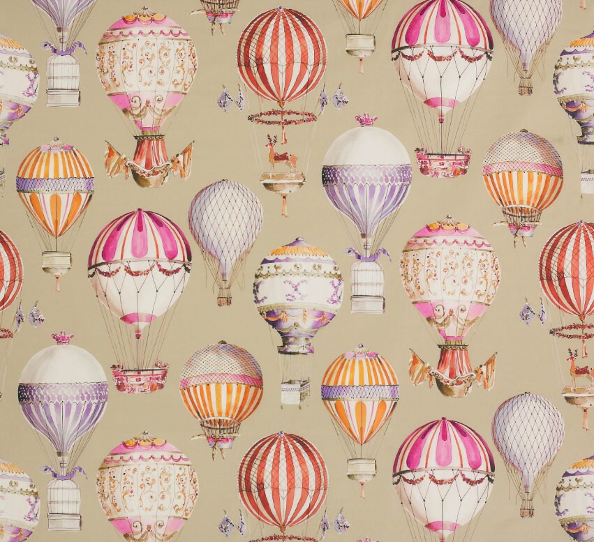 Manuel Canovas - L'Envol - Tomate - Whimsical Hot Air Balloon Designer Cushion Cover - Handmade Throw Pillow - Designer Home Décor