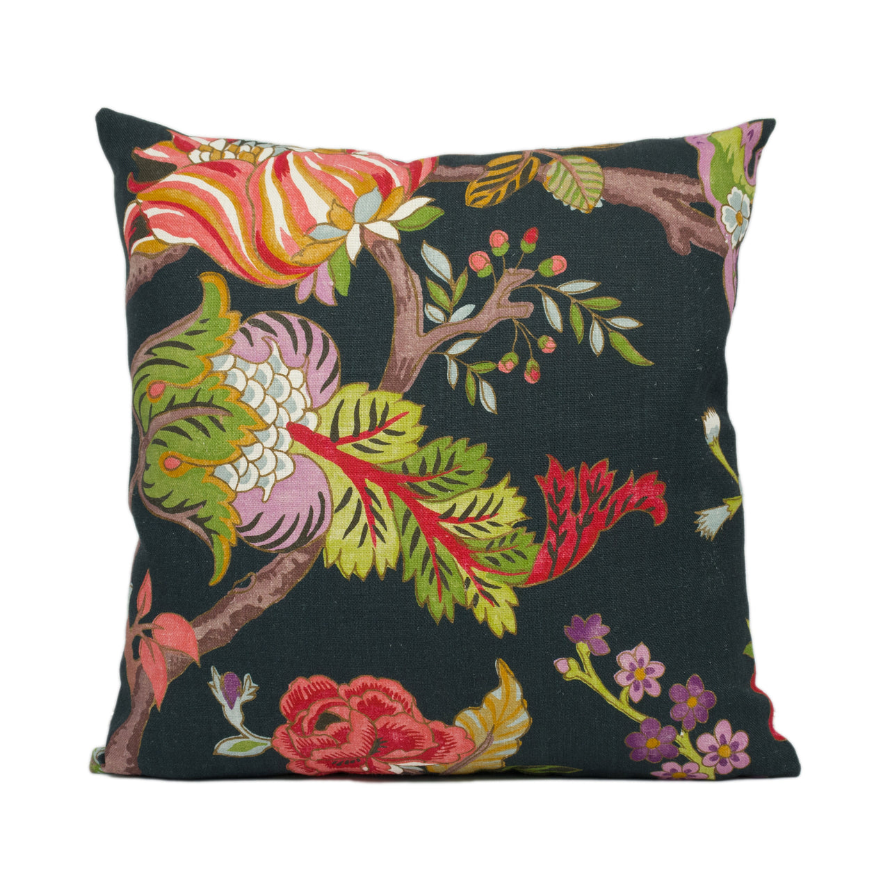 Sanderson - Fusang Tree - Ink Black / Multi -Stunning Tree of Life Cushion Cover - Handmade Throw Pillow - Designer Home Décor