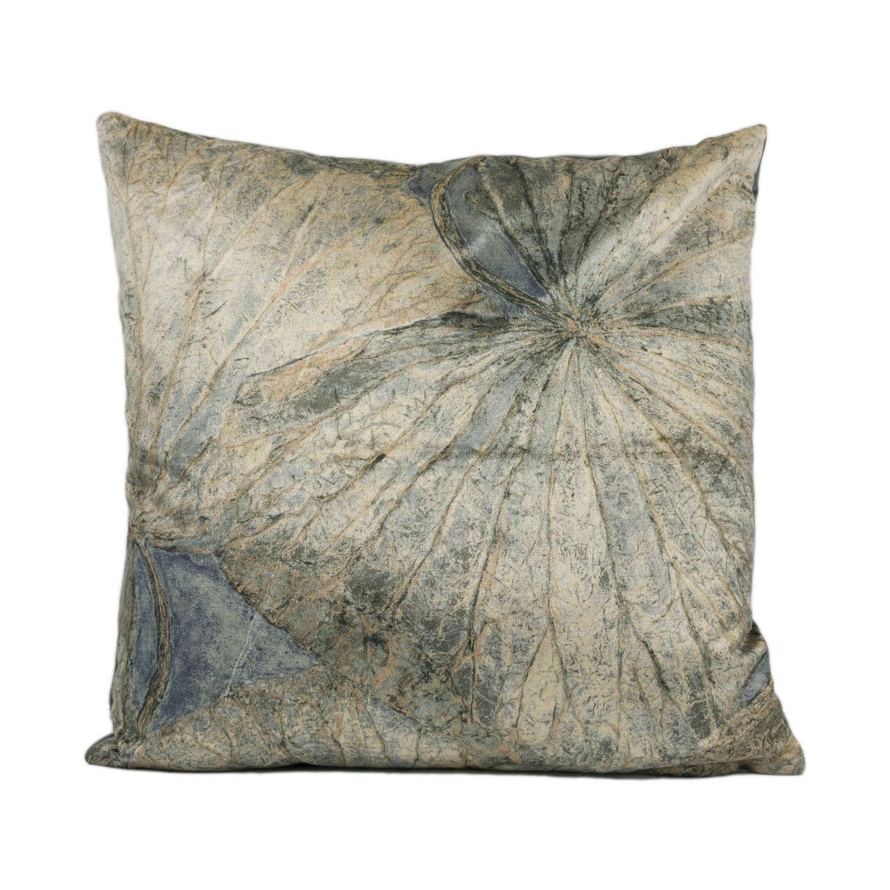 Zoffany - Taisho - Fossil - Lavish Lotus Leaf Cushion Cover - Handmade Velvet Throw Pillow - Designer Home Décor