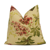 Thumbnail for Sanderson - Pavia - Ruby / Emerald - Classic Horse Chestnut Floral Cushion Cover- Handmade Throw Pillow - Designer Home Décor