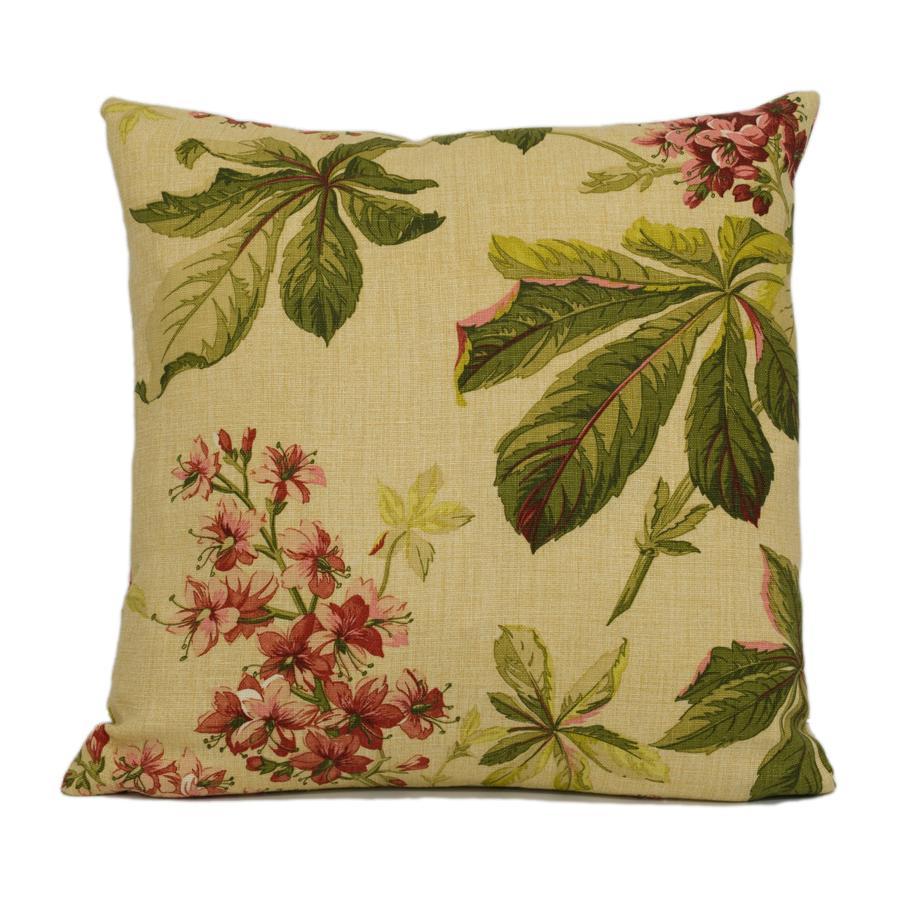 Sanderson - Pavia - Ruby / Emerald - Classic Horse Chestnut Floral Cushion Cover- Handmade Throw Pillow - Designer Home Décor