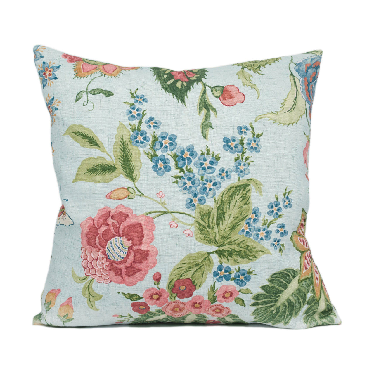 Colefax and Fowler - Emmeline - Aqua - Lively Classic Floral Cushion Cover - Handmade Throw Pillow - Designer Home Décor