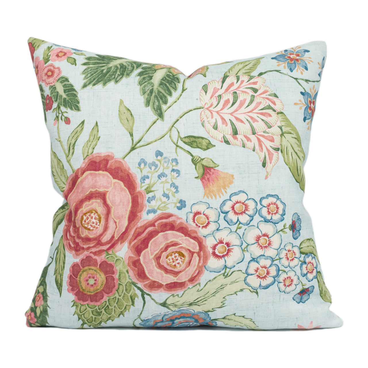 Colefax and Fowler - Emmeline - Aqua - Lively Classic Floral Cushion Cover - Handmade Throw Pillow - Designer Home Décor