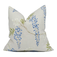 Thumbnail for Colefax and Fowler - Grayshott - Blue / Green - Delicate Trailing Wisteria Designer Cushion Cover - Handmade Throw Pillow Luxury Home Décor