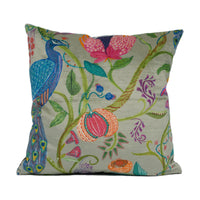 Thumbnail for Voyage - Barabadur Velvet - Summer - Exuberant Tree of Life Peacock Cushion Cover - Handmade Throw Pillow - Designer Home Décor