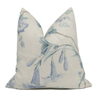 Thumbnail for Colefax and Fowler - Datura - Blue - Subtle Demure Classic Floral Cushion Cover - Handmade Throw Pillow - Designer Home Décor