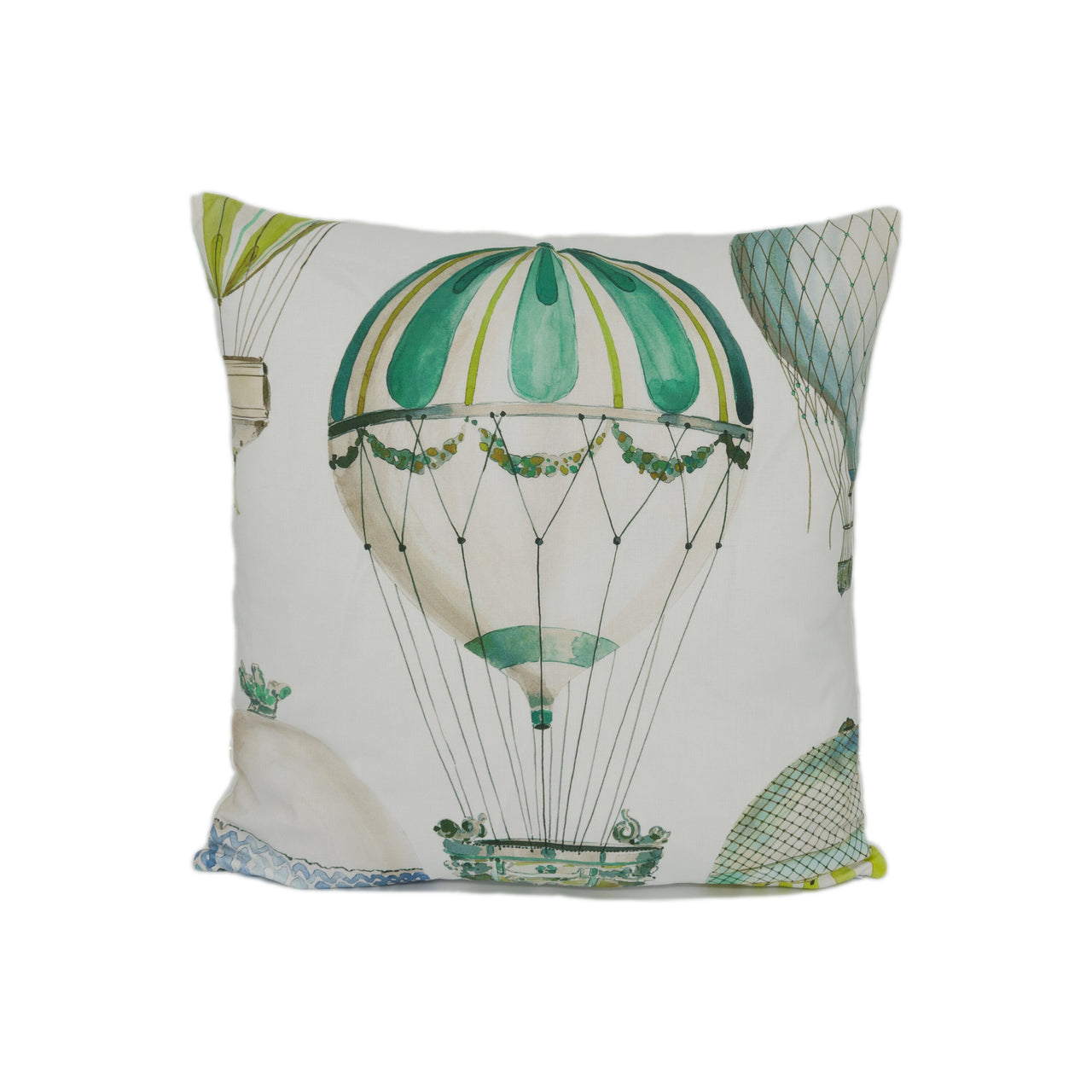 Manuel Canovas - L'Envol - Jade - Whimsical Hot Air Balloon Designer Cushion Cover - Handmade Throw Pillow - Designer Home Décor