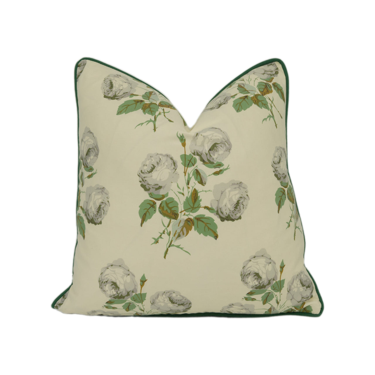 Colefax and Fowler - Bowood - Green / Grey Chintz - Classic Iconic Floral Designer Cushion Cover - Handmade Throw Pillow Luxury Home Decor