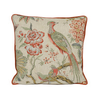 Thumbnail for Anna French x Thibaut - Villeneuve - Coral on Flax - Antique Avant Garde Bird Designer Cushion Cover - Luxury Throw Pillow - Handmade Home