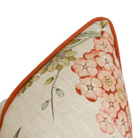 Thumbnail for Anna French x Thibaut - Villeneuve - Coral on Flax - Antique Avant Garde Bird Designer Cushion Cover - Luxury Throw Pillow - Handmade Home