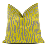 Thumbnail for Harlequin - Nia - Chartreuse / Charcoal - Funky Animal Print Inspired Velvet Cushion Cover - Handmade Throw Pillow - Designer Home Décor