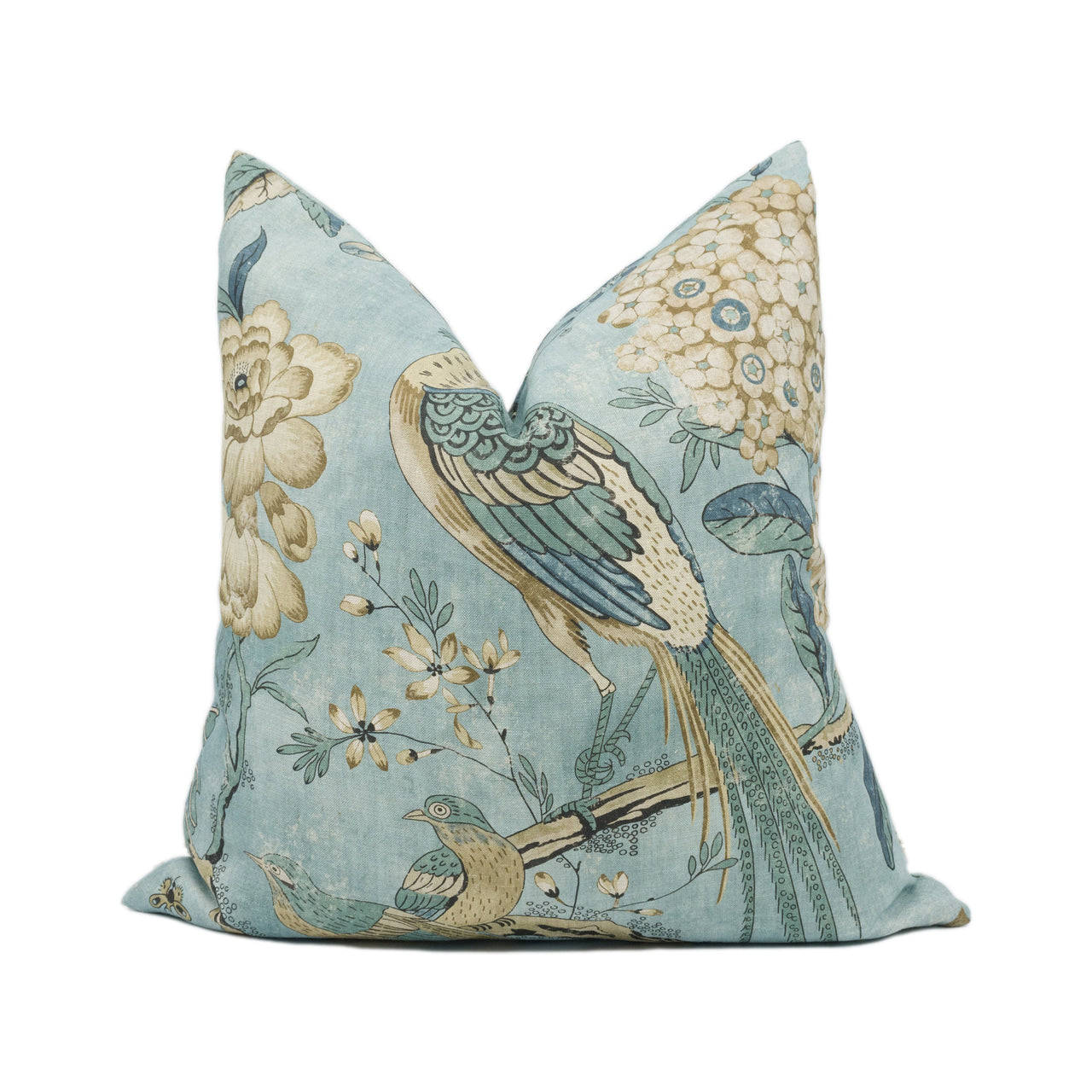 Anna French x Thibaut - Villeneuve - Aqua - Antique Avant Garde Bird Designer Cushion Cover - Luxury Throw Pillow - Handmade Home Decor