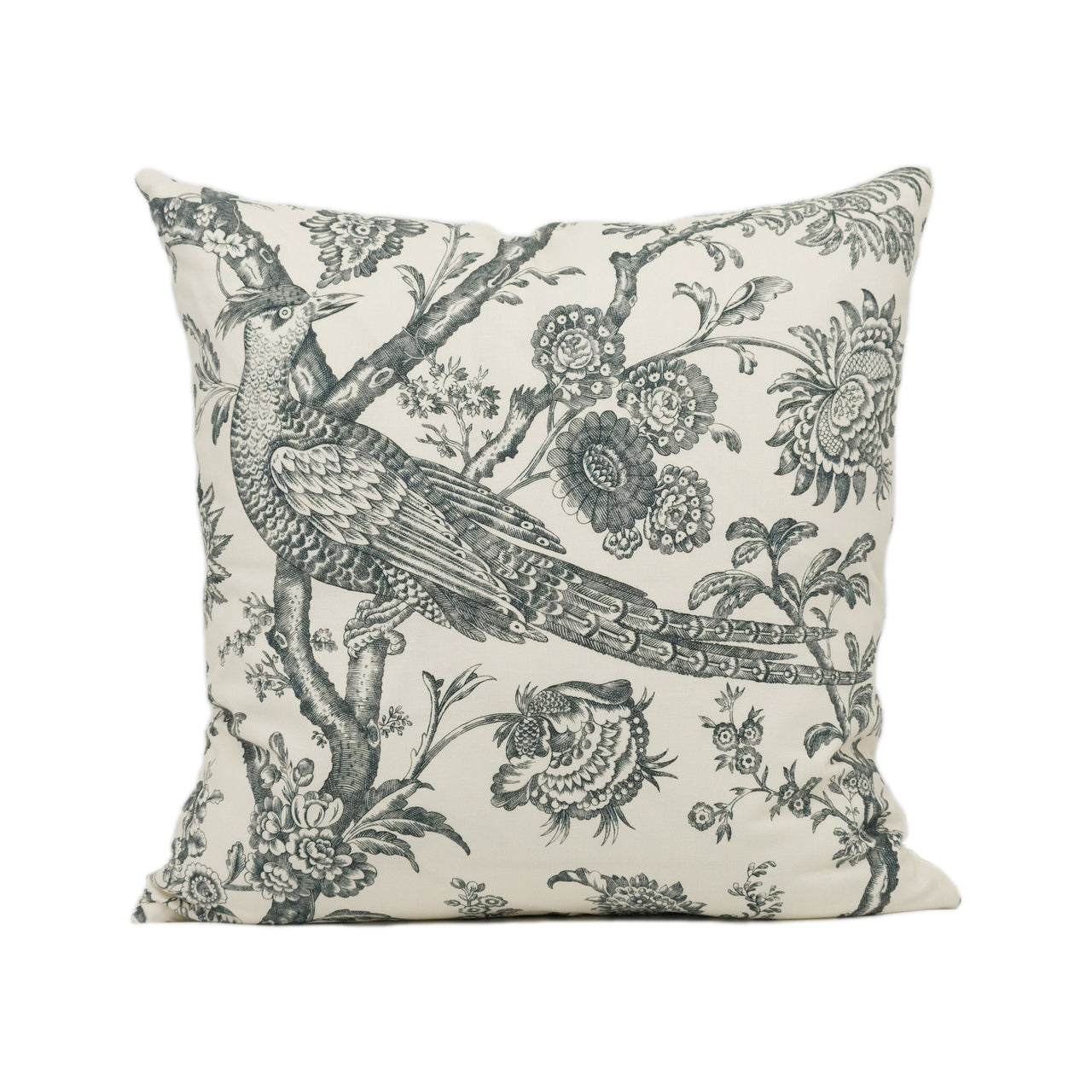 Brunschwig & Fils - Cevennes print - Onyx - Floral Chinoiserie Inspired Bird Cushion Cover - Handmade Throw Pillow - Designer Home Décor