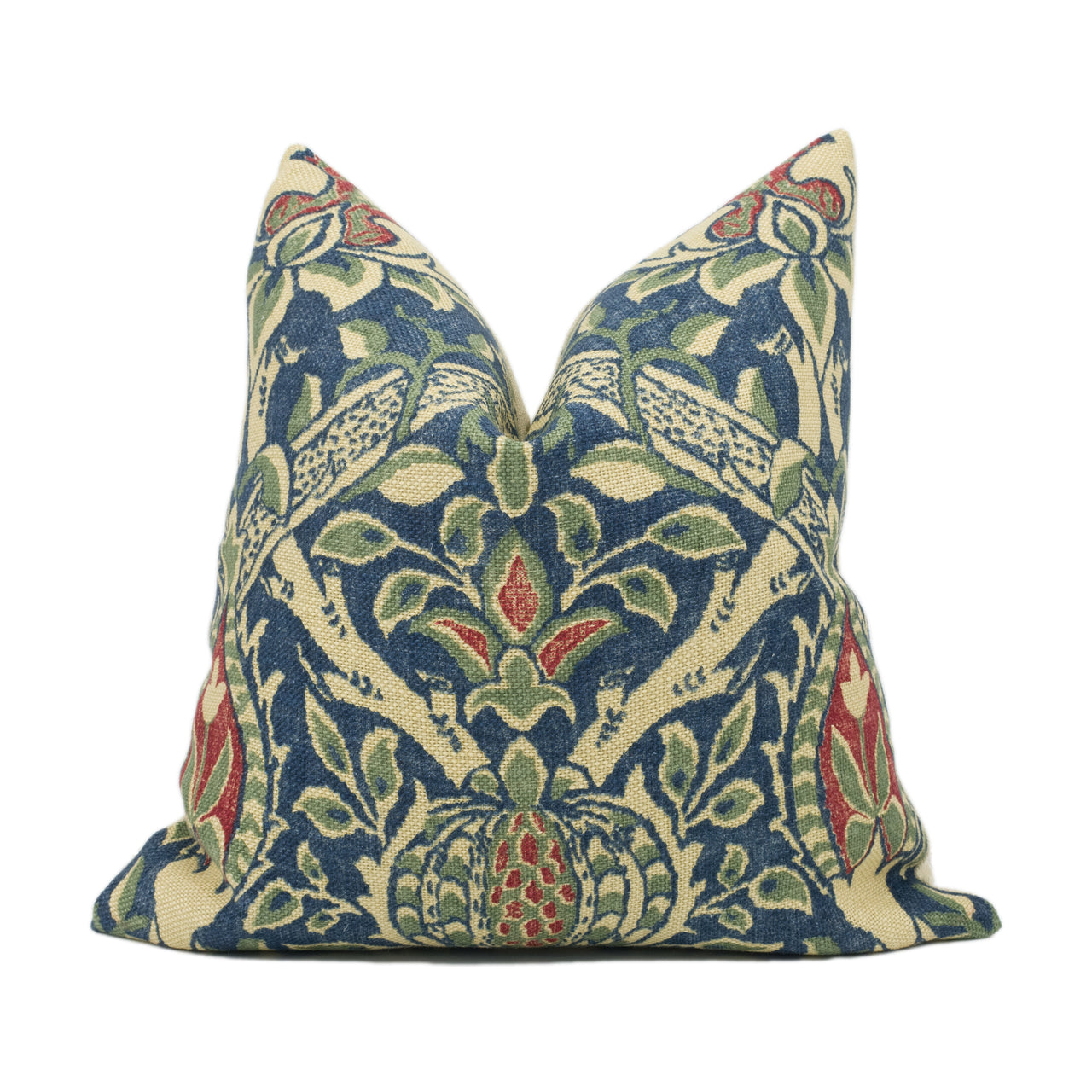 William Morris - Granada - Indigo / Red - Ornate Fruit Trellis Cushion Cover - Handmade Throw Pillow - Designer Home Décor