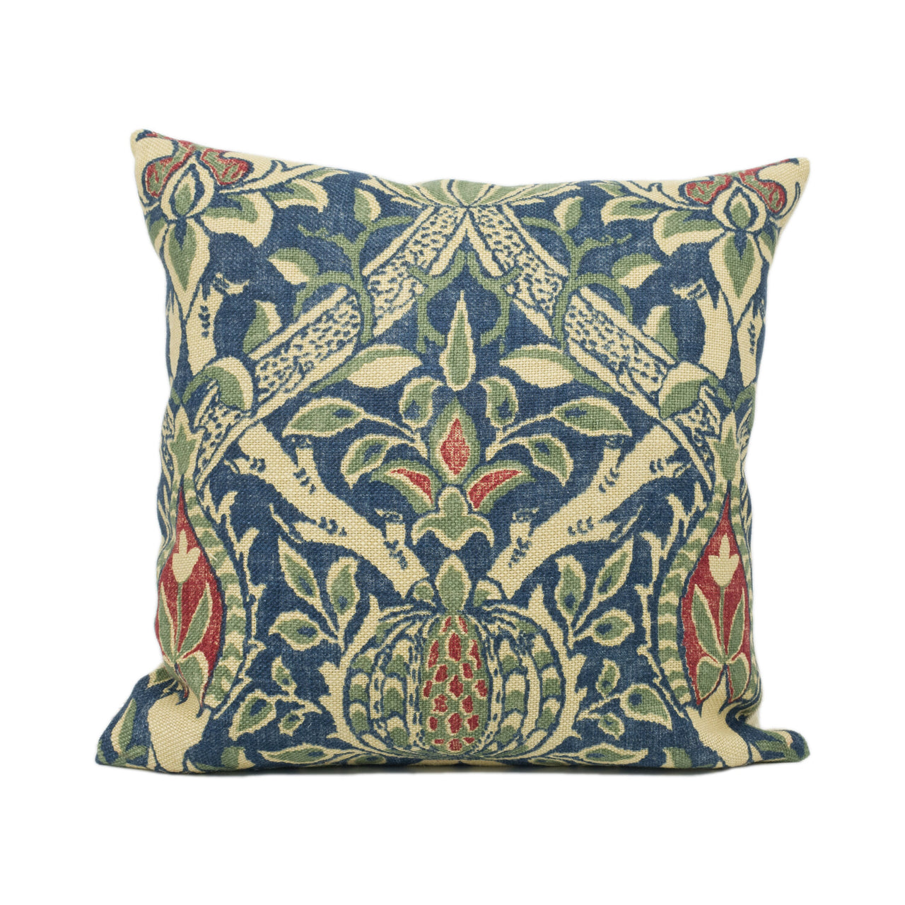 William Morris - Granada - Indigo / Red - Ornate Fruit Trellis Cushion Cover - Handmade Throw Pillow - Designer Home Décor