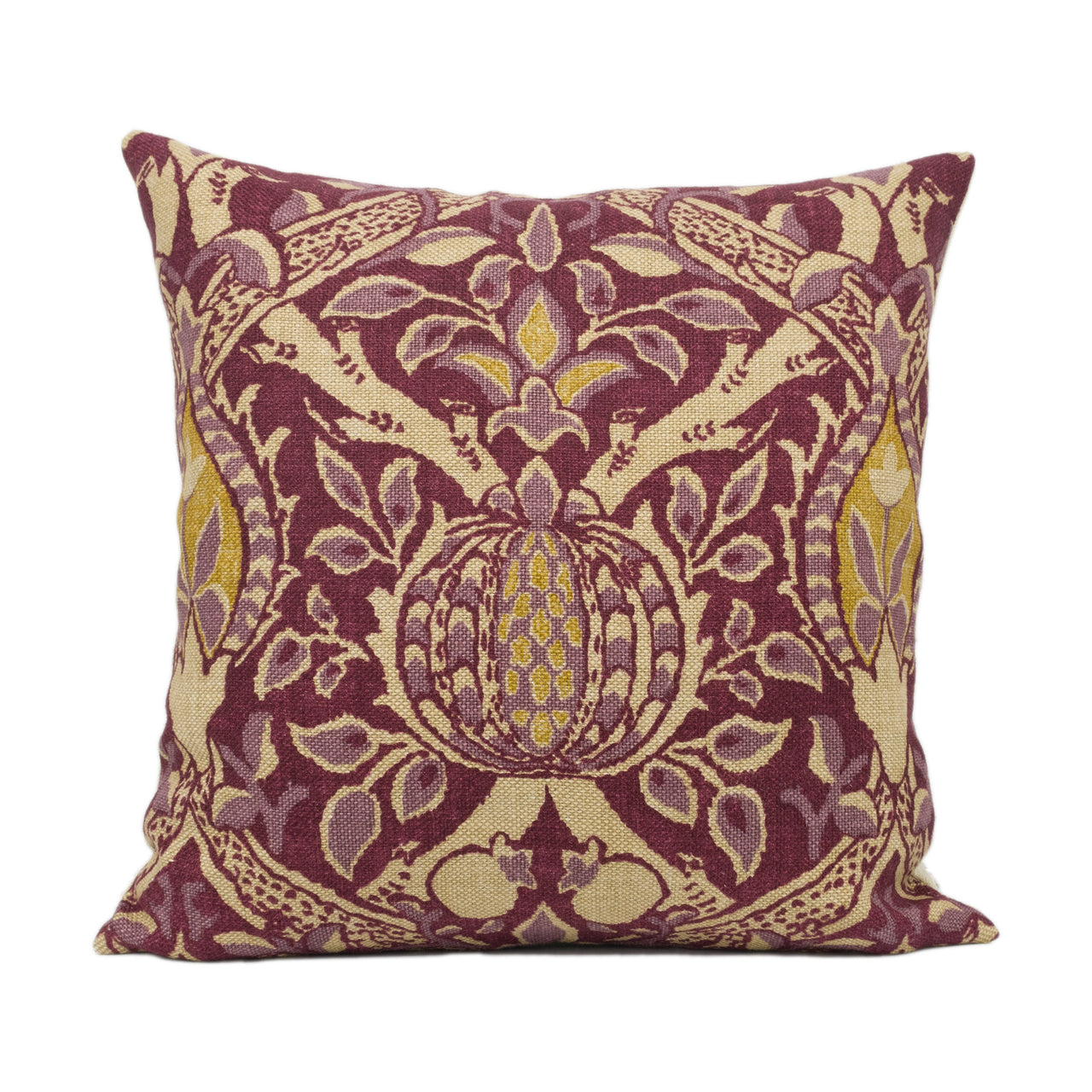 William Morris - Granada - Wine / Linen - Ornate Fruit Trellis Cushion Cover - Handmade Throw Pillow - Designer Home Décor